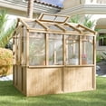 thumbnail image 4 of 6.7 ft. x 7.8 ft. Solid Cedar Wood Greenhouse with Polycarbonate Windows, Automatic Roof Vent, 4 of 7
