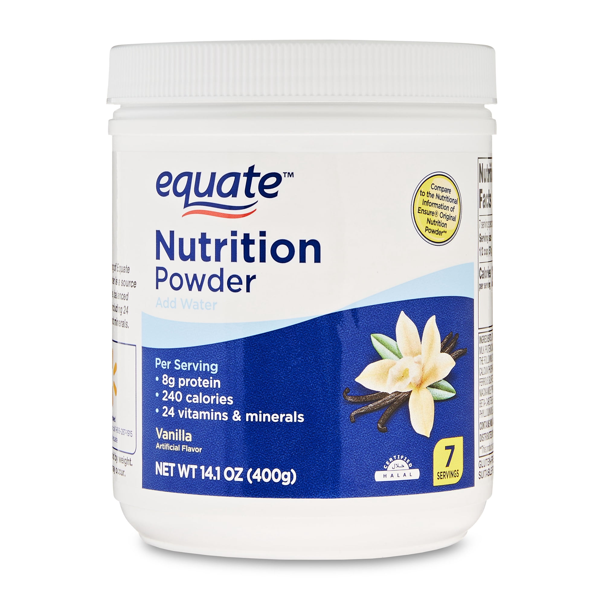 Equate Adult Nutrition Powder, Vanilla, 14.1 oz, 7 Servings