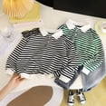 thumbnail image 2 of felwors Girls Boys Striped Collar Long Sleeve Knit Sweater Casual Polo Preppy Shirt Button up Trendy School Pullover Tunic Kids Tops (8-9 Years), 2 of 5