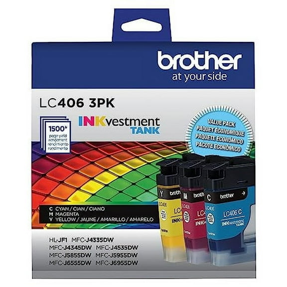 Brother LC4063PK 3 Pack of Standard Yield Cyan, Magenta and Yellow -Ink -Cartridges