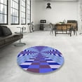 thumbnail image 3 of Ahgly Company Indoor Round Patterned Denim Blue Area Rugs, 4' Round, 3 of 6