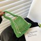 thumbnail image 5 of Bolso de mano para mujer, bolso de mano ahuecado de verano, bolso grande de playa tejido (verde), 5 of 5