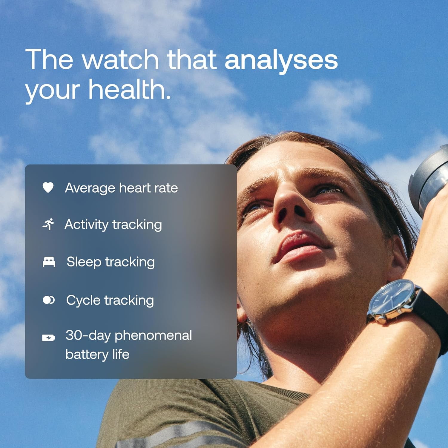 WITHINGS ScanWatch Light - Hybrid Smart Watch, Heart Rate Monitoring, Fitness Tracker, Cycle Tracker, Sleep Monitoring, GPS Tracker, 30-Day Battery Life, Android & Apple Compatible, HSA/FSA