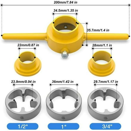 

6Pcs Pipe Thread Die Kit 6 Piece Thread Maker Tool Pipe Pipe Threader Plumbing Tool Kit Water Pipe Die Pipe Die Tap Set With 3 Dies 1/2” 3/4