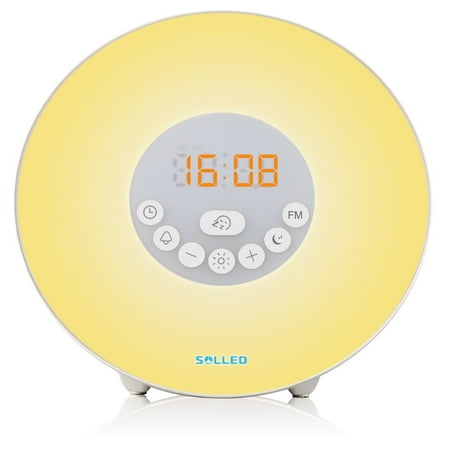 Sunrise Alarm Clock Light - Wake Up Light Alarm Clock / Digital Clock – 7 Color Light – Sunrise Simulator With Night Light – With Nature Sounds or FM Radio Alarm – USB Charger – Touch Control – For Heavy Sleepers