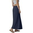 thumbnail image 6 of GEWSEY Flared Maxi Skirt with Back Slit - Elastic Waist Drawstring Long Flowy Ankle-Length Skirt (Navy, XL), 6 of 9