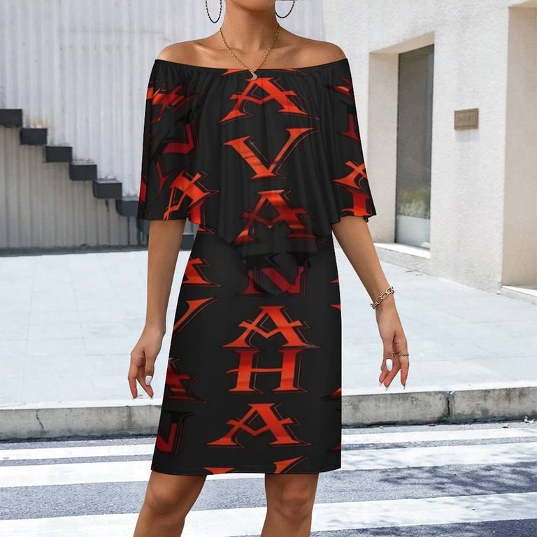 havana cuba party dress Havana Cuba Women's Off The Shoulder Ruffles Summer Wedding Guest Loose  Casual Party Beach Dress