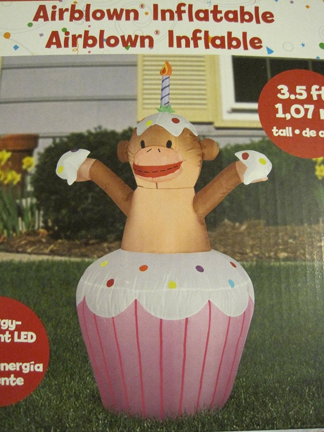 4 FT Tall Air Blown Inflatable Yard Decoration Colorful Birthday Cupcake Candle