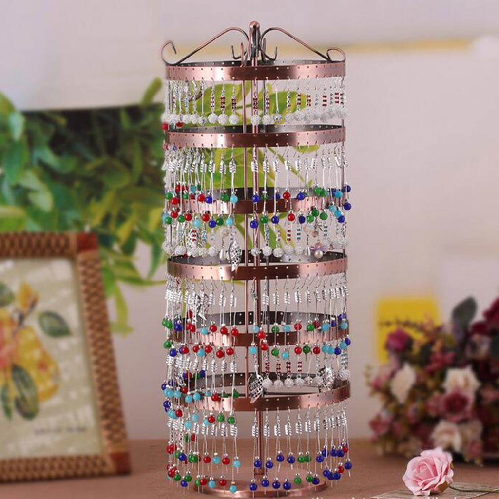 Rotating Earrings Display Stand Holder Jewelry Organizer Hanging Rack Bronze