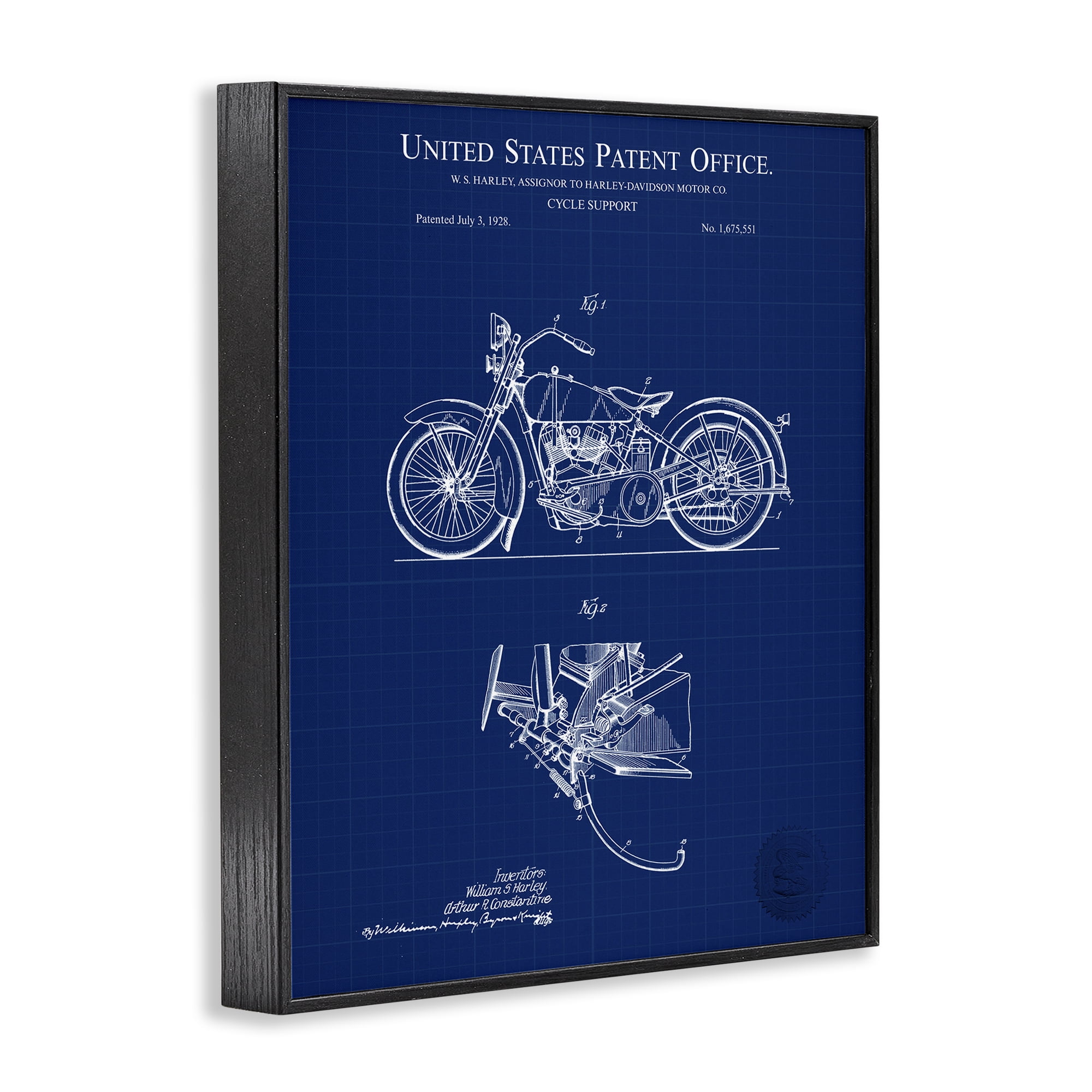 Stupell Industries Cycle Support Blueprint Transportation Painting Black Framed Art Print Wall Art, 16 x 20