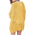 thumbnail image 4 of Dellytop Womens Crochet Boho Solid Color Open Front Cardigan Sweater Yellow XXL, 4 of 5