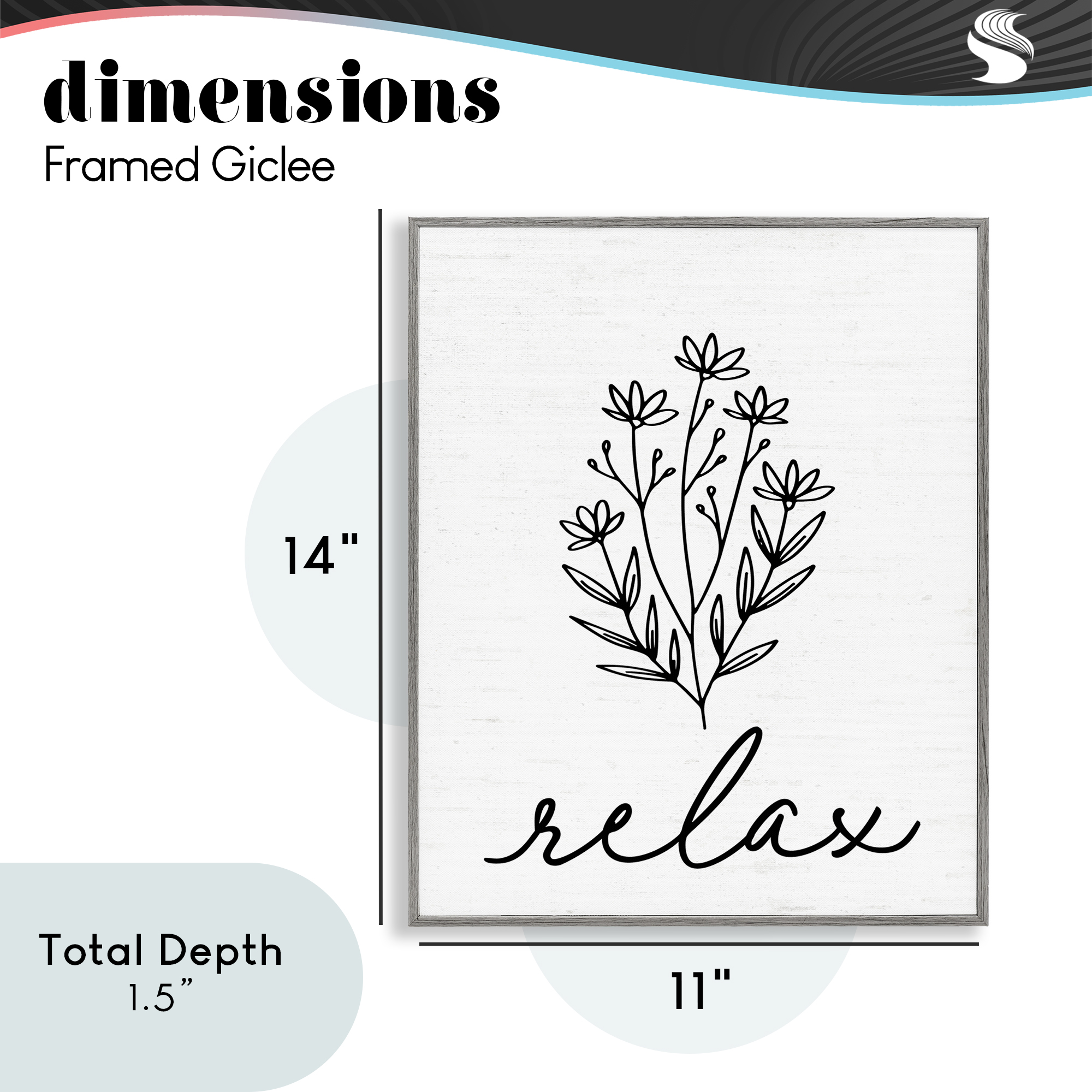Bathroom Herb Relax Gray Framed Giclee Art, design by Lettered and Lined