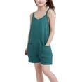thumbnail image 4 of Girls Rompers Summer Casual Loose Sleeveless Overalls Spaghetti Strap Shorts Jumpsuit 2025 Beach Vacation Outfits, 4 of 7