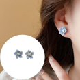 thumbnail image 2 of Blue Camellia Earrings For Women Spring And Summer Flower Small Temperament Earrings, 2 of 6
