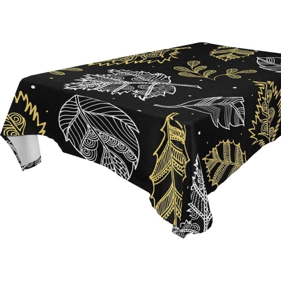 SKYSONIC 60"x120" Square Tablecloth with Autumn Leaves Prints, Anti-Wrinkle and Smooth Table Cloth for Kitchen/Home Party Decoration