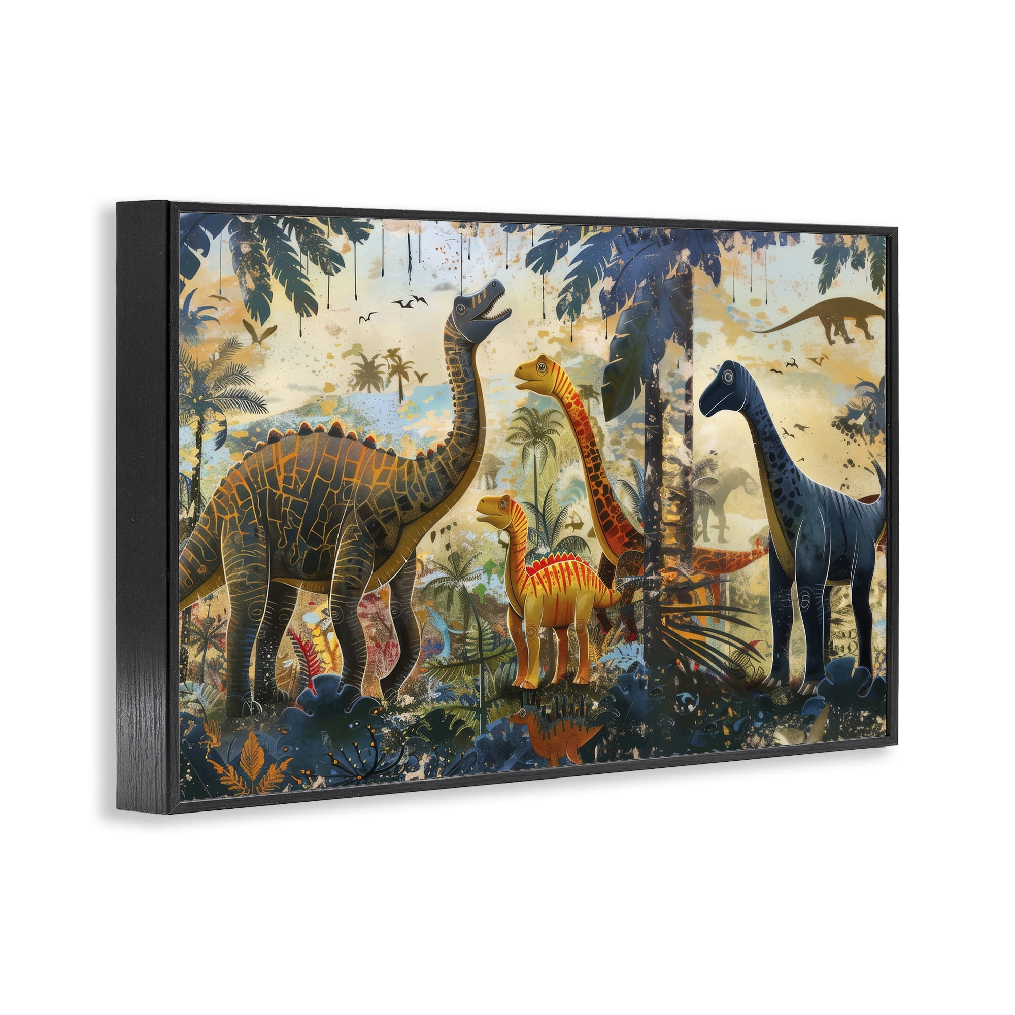 Stupell Industries Jurassic Journey in Nature Black Framed Giclee Art, design by Lazar Studio