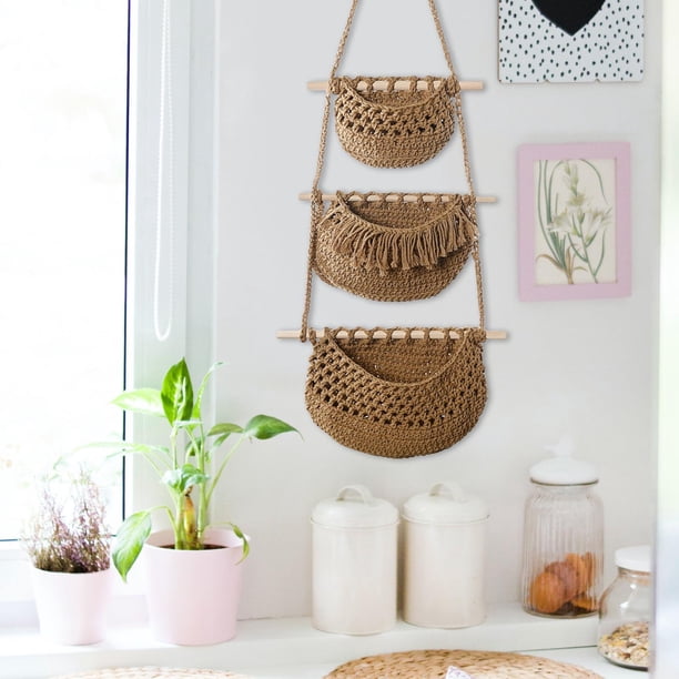 Cestas de Frutas Colgantes BLESIY soporte para plantas de interior Decoración bohemia Cesta colgante de macramé