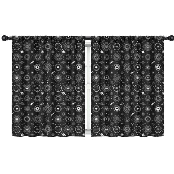 Blackout Kids Curtains,Black Gothic Astrology Symbol Pattern Childrens Insulated Curtains Set Of 2,Bedroom Essentials,Toddler Room Decor 42x54in(106x137cm)