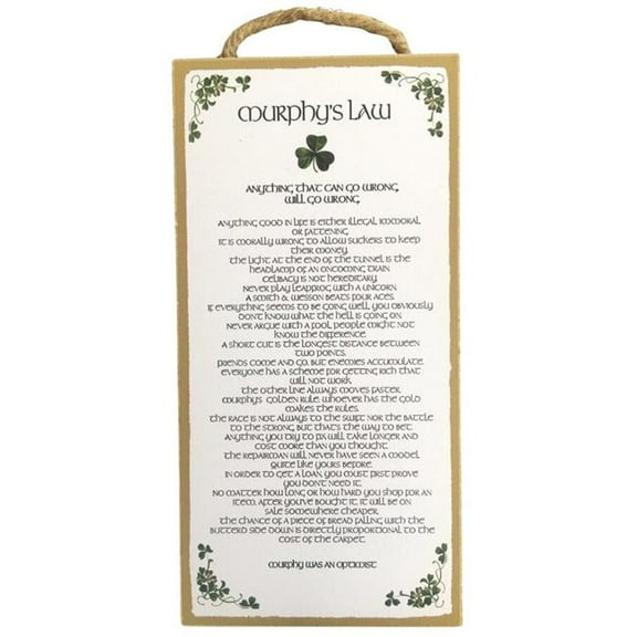 Peter Townsends Irish ML-5x10WP 5 x 10 in. Murphys Law Wooden Plaque