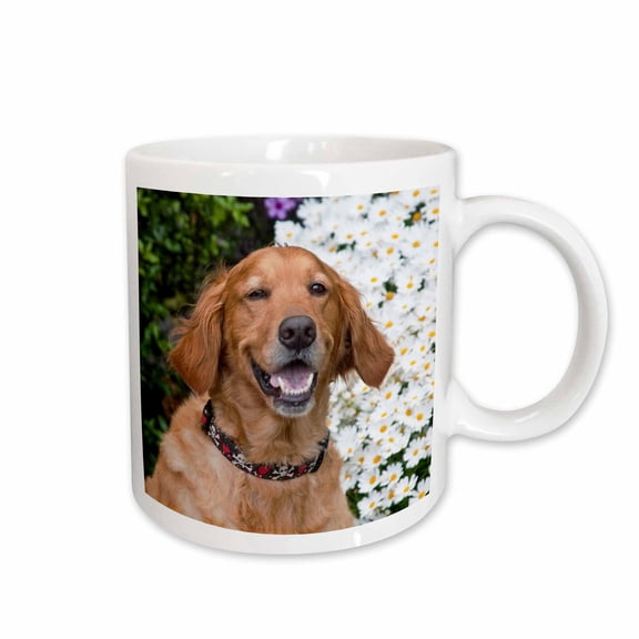 3drose, Portrait of a Happy Golden Retriever Dog - Na02 Zmu0158 - Zandria Muench Beraldo, 15oz Mug