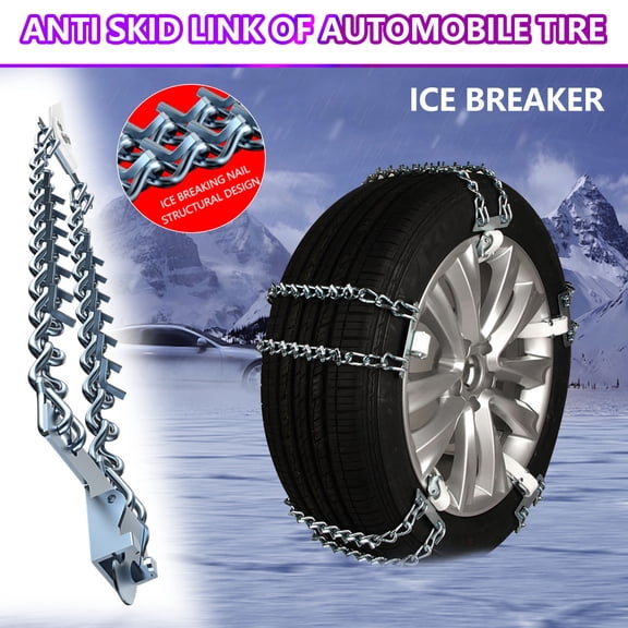 Snow Chains for Car Tires, Tire Chains for Passenger Car, Pickup Trucks and SUV, Quick Fit & Easy Installation Snow Tire Chains, Portable Reusable Emergency Tire Traction Chain, Silver
