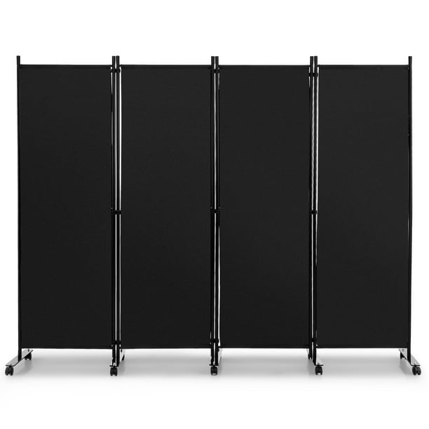 Biombo de 4 Paneles Costway Separador de Habitaciones Negro 225 x 30 x 173 cm