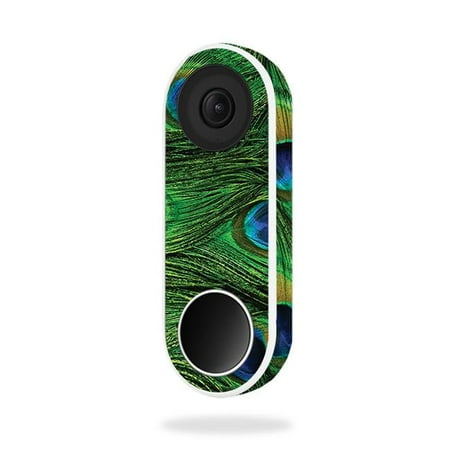 MightySkins NEHEL-Peacock Feathers Skin for Nest Hello Video Doorbell - Peacock Feathers