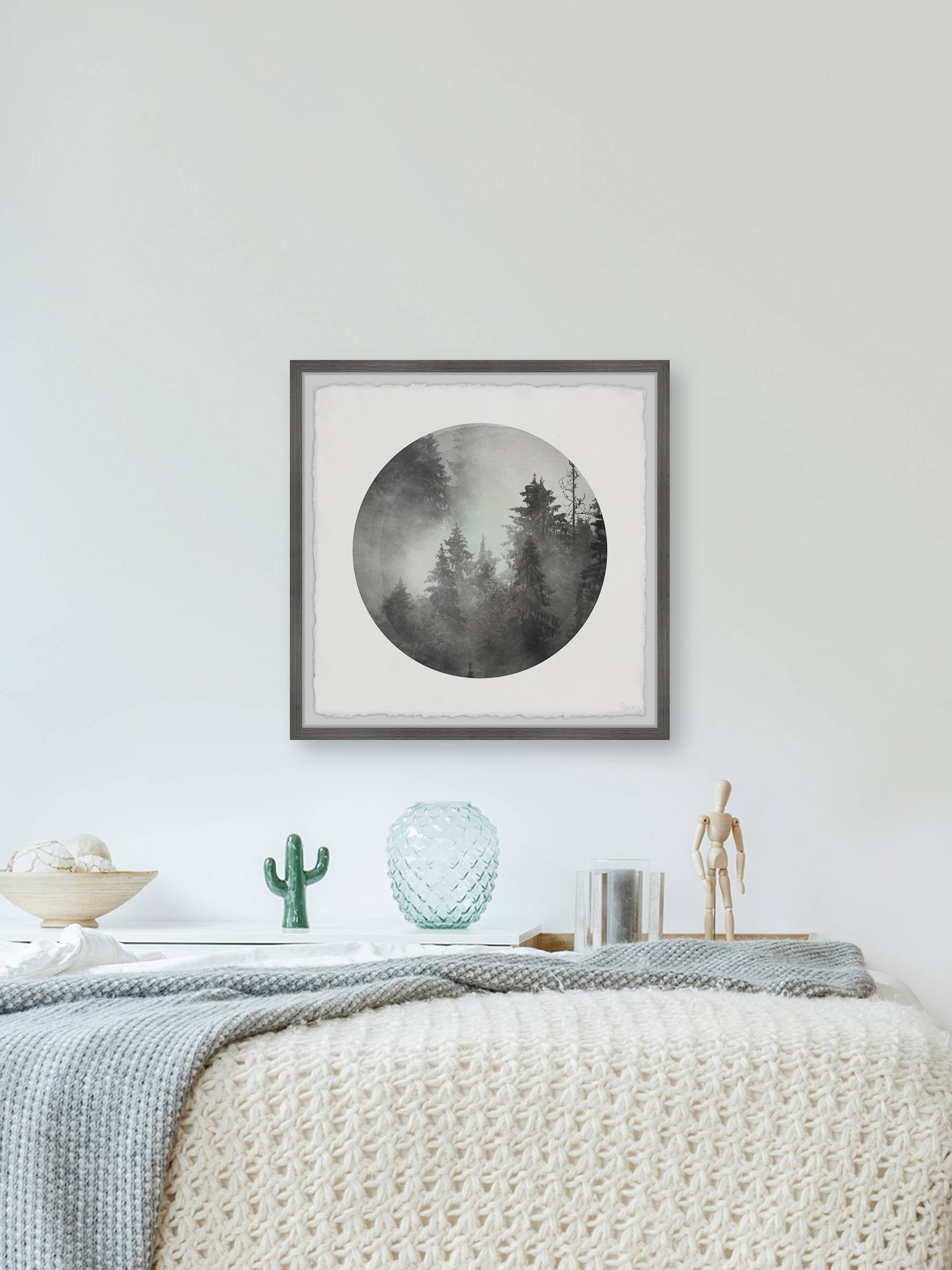 Parvez Taj Dark Foggy Forest Framed Wall Art, 18" x 18"