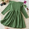 thumbnail image 2 of Toddler Girls Fall Sweater Dress Kids Ruffle Long Sleeve Crewneck Ribbed Knit A-Line Princess Party Dress, 2 of 4