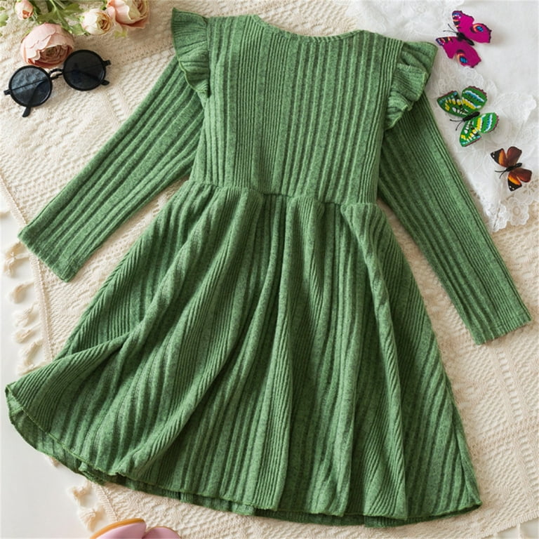 Girls Athletic Dress Girls' Fall and Spring New Long Sleeve Ruffled Lace  Round-Neck Embroidery Mesh Princess Bow Skirt Girls Winter Dresses Green 6Y  - Walmart.com