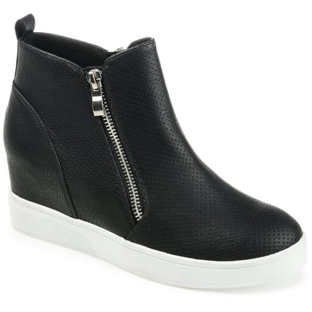 

Journee Collection Womens Pennelope Round Toe Double Zip Wedge Sneakers