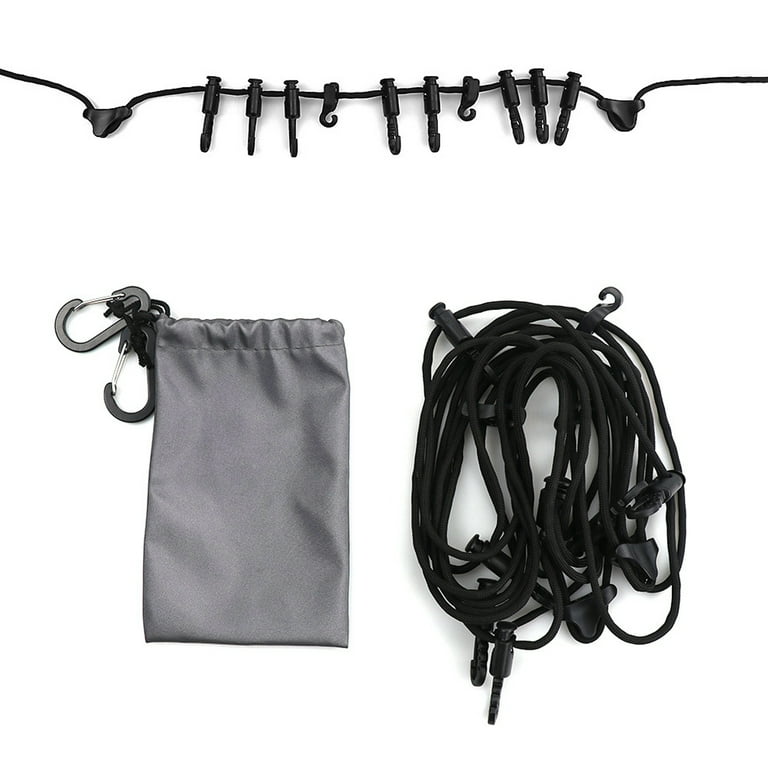 Outdoor 5 Meters Hanging Rope with Hooks Multipurpose Camping Clothes Line  for Camping Hiking 