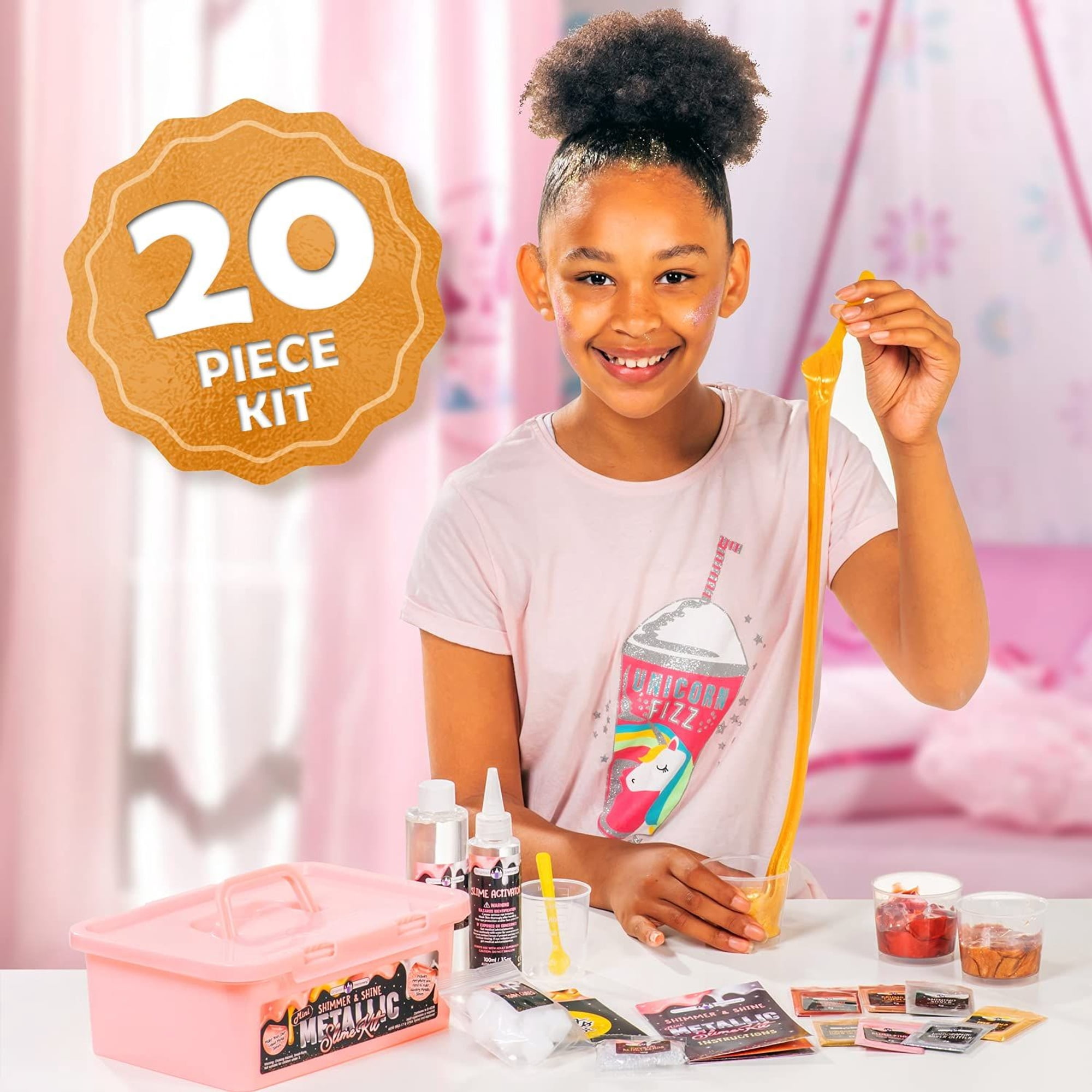 Original Stationery Mini Metallic Shimmery Shine Slime Kit for Girls, Make Metalic Rose Gold Slime, All The Ingredients You'll Need in This Slime Kit in a Box for Girls Teen Age 10-12 Gift Ideas