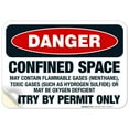 thumbnail image 1 of Danger Confined Space May Contain Flammable Gases Entry By Permit Only Sign, OSHA Sign, 10x7 Vinyl Sticker, 1 of 1