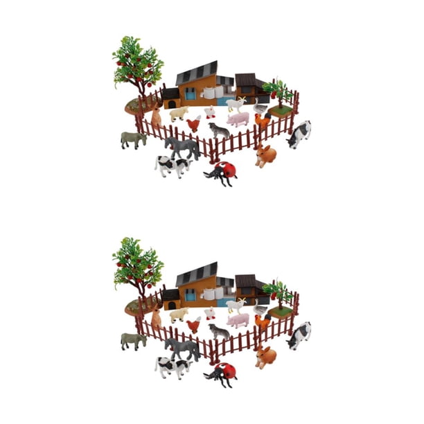 Vogacara Juego de 21 piezas de animales de granja, figuras de animales de granja diminutas realistas, juguete para niños de fiesta Tipo 1 2piezas