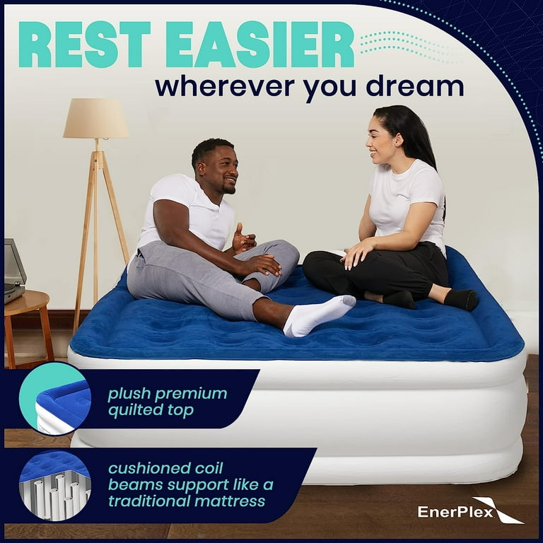 EnerPlex King Size Inflatable Air Mattress with Built in Electric Pump 16 Inch Double Height for Camping Home Travel Walmart