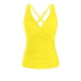 thumbnail image 5 of XIAONU Women's Cross-Back Ruched Tankini V-Neck Summer Sea Swim Top, 5 of 5