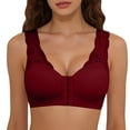 thumbnail image 2 of VBVC Women's Front-Closure Lace Support Bra,Full Coverage Posture Corrector Bra For Women,Ladies' Comfort Wireless Everyday Bra,Wine,S-2XL, 2 of 7