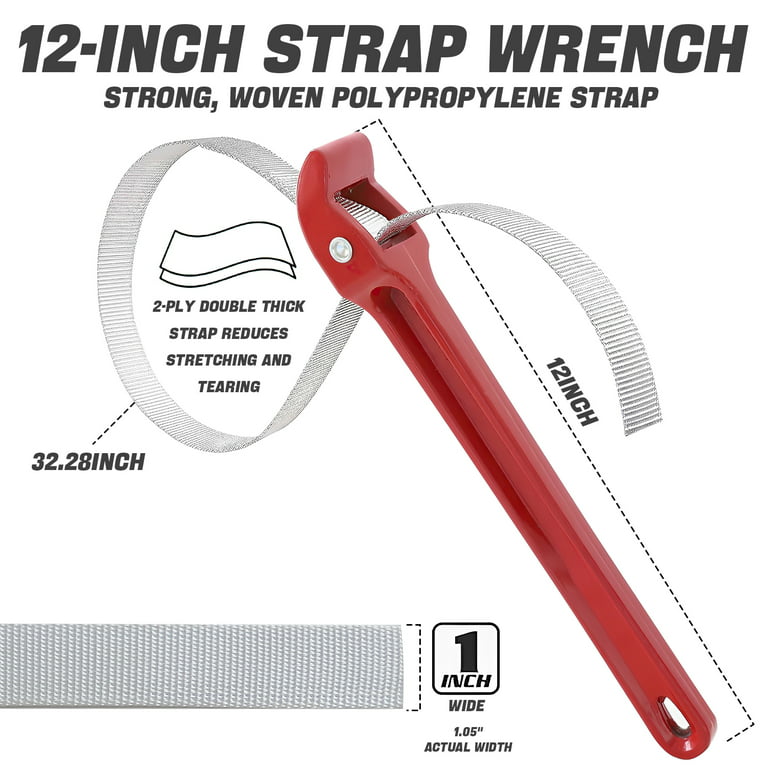 Strap Wrench, 12 Handle Belt Wrench, Adjustable Strap Wrench Use