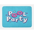 thumbnail image 1 of Pool Party Bath Mat, Cartoon Calligraphy Pool Party Text and Tiny Stars, Plush Bathroom Decor Mat with Non Slip Backing, 29.5" X 17.5", Deep Sky Blue Pink, by Ambesonne, 1 of 2