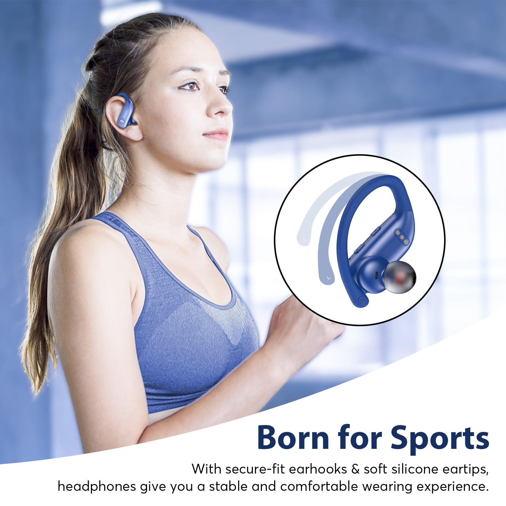 VEAT00L Wireless Earbuds Bluetooth Headphone Sport, Bluetooth 5.4 Earbud, 72Hrs Earphone with Earhook, Noise Cancelling Mic, IP7 Waterproof Headset for Workout/Running