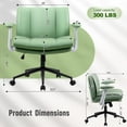 thumbnail image 3 of HUJHKIO Cross Legged Office Chair with Flip-Up Arms, Wide Swivel Chair, 360° Rolling Ergonomic Desk Chair, Adjustable Comfy Leather Seat for Home Office, Vanity & Study, Supports 300 lbs, Green, 3 of 9