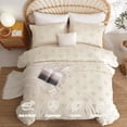 thumbnail image 4 of 3 Pieces Tufted Heart Dot Beige Queen Comforter Set Boho Ultra Soft Jacquard Lightweight Comforter Shabby Chic Washed Microfiber Bedding Set, 4 of 6