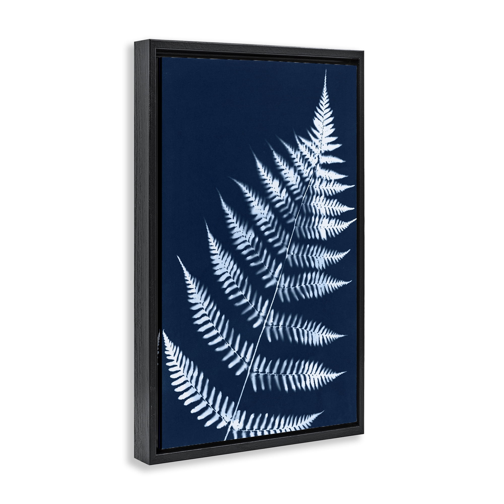 Stupell Industries Blue Fern Impression Botanical & Floral Painting Black Floater Framed Art Print Wall Art, 21 x 31