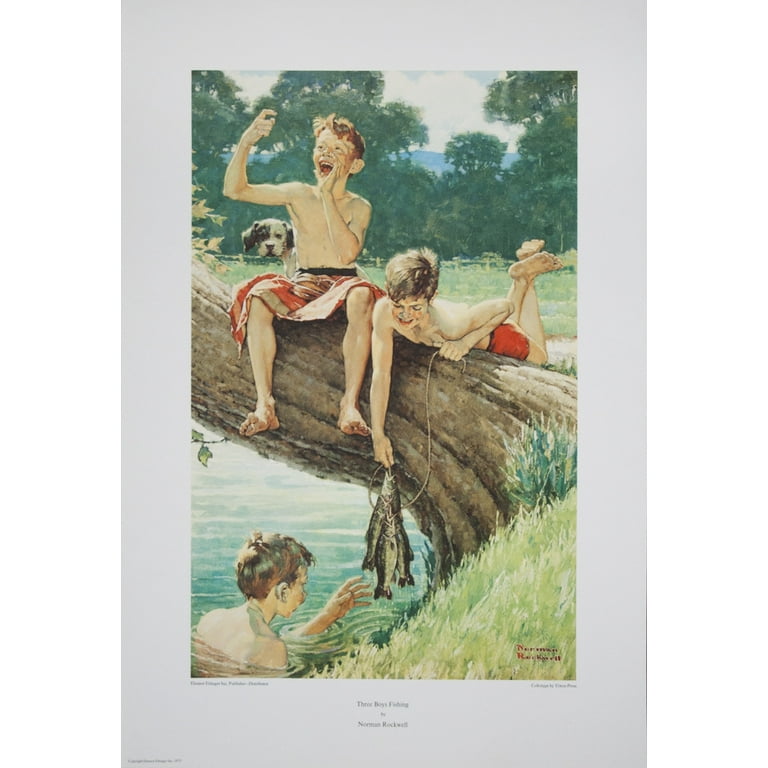 Norman Rockwell-Three Boys Fishing-1975 Poster 