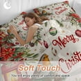 thumbnail image 4 of Christmas Bird Bedding Duvet Cover Set Full Size 4 Pieces Poinsettia Floral Holly Fruit Xmas Ball Linen Bedding Set with Zipper Closure, 1 Comforter Cover 86x86 Inches 1 Flat Sheet & 2 Pillow Cases, 4 of 7