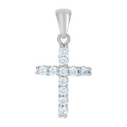 925 Sterling Silver Womens Cubic Zirconia Cross Religious Charm Pendant Necklace 22.5x11.4mm Wide Pendant for Women