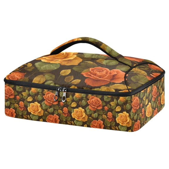 Iauyy Casserole Carrier for Hot Food Insulated Casserole Travel Carry Bag with Lid Food Warmer Bag for Party/Picnic,Rural Charm