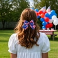 thumbnail image 5 of Independence Day Tricolor Flag Bow Spring Hair Clip ,Festive Red, White & Blue Star Design, Lightweight, for Girls & Women, 5 of 6