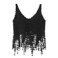 thumbnail image 3 of Women Hollow Out Crochet Crop for Tank Top Knit Heart Lace Long Tassels Camisole Sleeveless See-Through Vest Beach Cover, 3 of 5